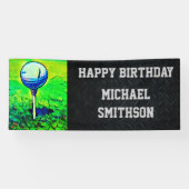 Happy Birthday Golf Ball Mannen Banner (Horizontaal)