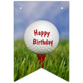 Happy Birthday Golf Ball op rood t-shirt Vlaggetjes (Derde vlag)