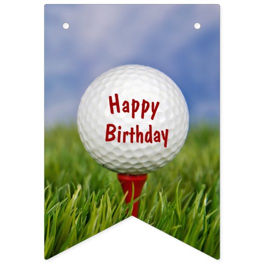Happy Birthday Golf Ball op rood t-shirt Vlaggetjes (Derde vlag)