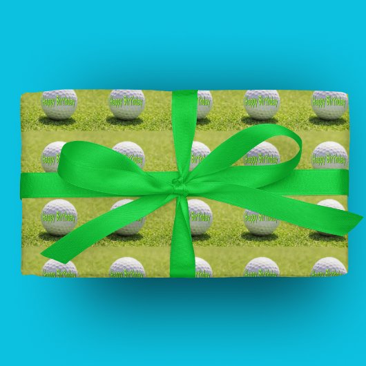 Happy Birthday Golf Ball Wrapping Paper Cadeaupapier
