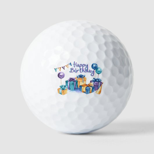 Happy Birthday Golf Balls Golfballen (Voorkant)
