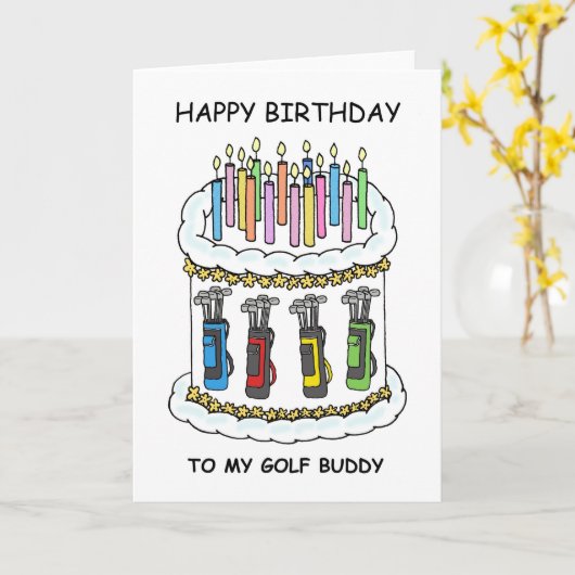 Happy Birthday Golf Buddy Kaart (Gele Bloem)