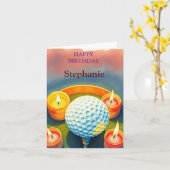 Happy Birthday Golfbal liefhebbers Kaart (Gele Bloem)