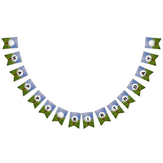 Happy Birthday-golfbal op t-shirt in gras Vlaggetjes (Alle)