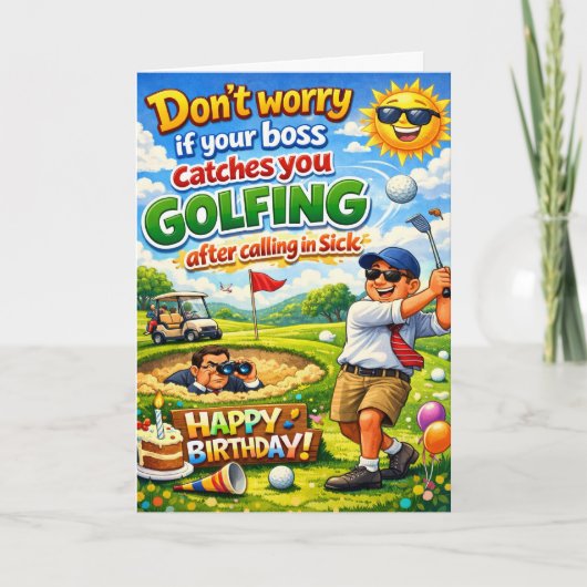 Happy birthday golfing brother and his boss kaart (Voorkant)