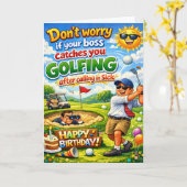 Happy birthday golfing brother and his boss kaart (Gele Bloem)