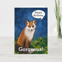 Happy Birthday Goraalschitterend zegt hansome Fox Kaart