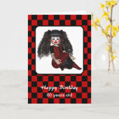 Happy Birthday Gothic Checks Clown Kind Card Kaart (Gele Bloem)