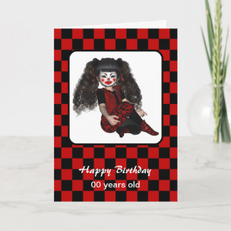 Happy Birthday Gothic Checks Clown Kind Card Kaart