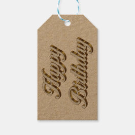 Happy Birthday Goud Elegante Typografie Cadeaulabel