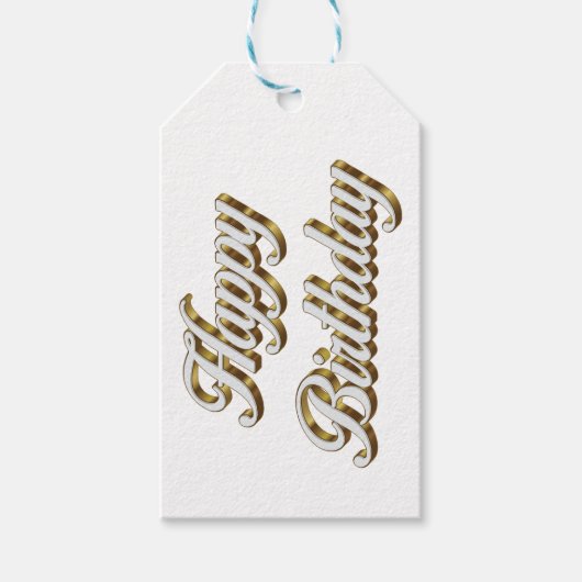 Happy Birthday Goud Elegante Typografie Cadeaulabel (Voorkant)