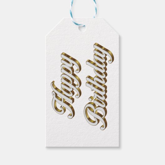 Happy Birthday Goud Elegante Typografie Cadeaulabel (Voorkant)