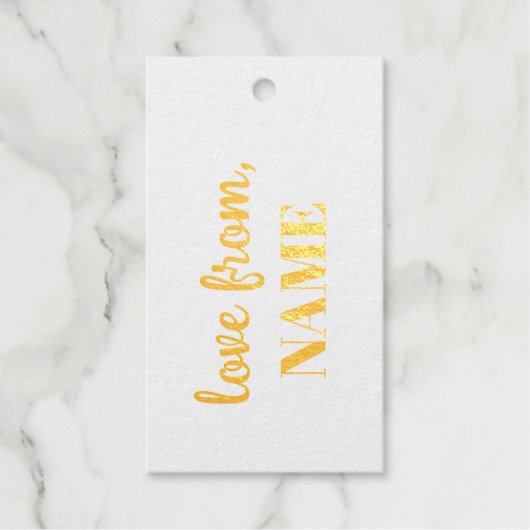 Happy Birthday Goud Elegante Typografie Cadeaulabels (Voorkant)