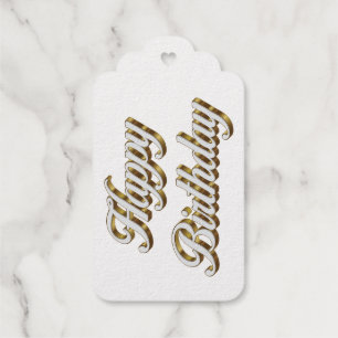 Happy Birthday Goud Elegante Typografie Cadeaulabels