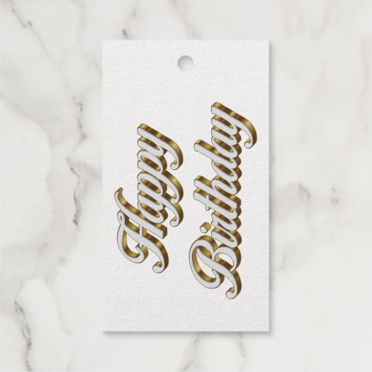 Happy Birthday Goud Elegante Typografie Cadeaulabels (Achterkant)