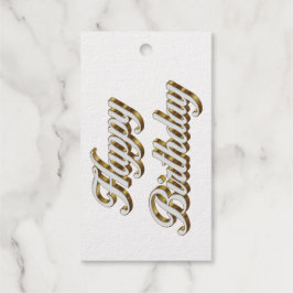 Happy Birthday Goud Elegante Typografie Cadeaulabels