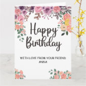 Happy Birthday | Goud en Blush roze bloemen Kaart (Gele Bloem)