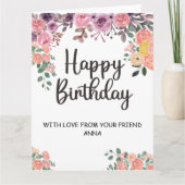 Happy Birthday | Goud en Blush roze bloemen Kaart (Voorkant)