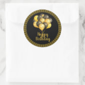 Happy Birthday, goud en zwart, Ronde Sticker (Tas)