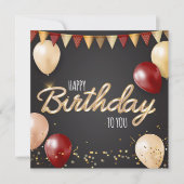 Happy Birthday Goud & Rode Kaart (Voorkant)