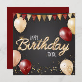 Happy Birthday Goud & Rode Kaart (Voorkant / Achterkant)