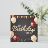 Happy Birthday Goud & Rode Kaart (Staand voorkant)