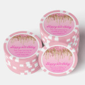 Happy Birthday Goud Roze Dripping Glitters Stijlvo Poker Chips (Opstapeling)
