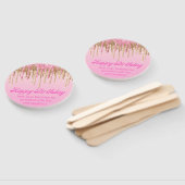 Happy Birthday Goud Roze Glitters Retro Script Handwaaier (Niet-gemonteerd)