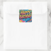 Happy Birthday Graffiti Muur met Sneakers Vierkante Sticker (Tas)