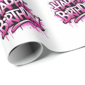 Happy Birthday Graffiti Pink Gift Wrap Cadeaupapier (Rol Hoek)