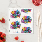 Happy Birthday Graffiti Pink Paper Napkin Servet (Insitu)