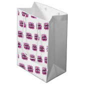 Happy Birthday Graffiti Pink & White Bag Medium Cadeauzakje (Voorkant Gekanteld)