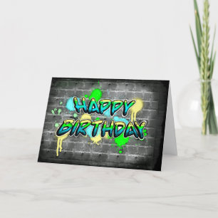 Happy Birthday   Graffiti-tekst Kaart