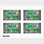 Happy Birthday | Graffiti-tekst Rechthoekige Sticker (Vel)