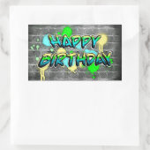 Happy Birthday | Graffiti-tekst Rechthoekige Sticker (Tas)
