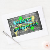 Happy Birthday | Graffiti-tekst Rechthoekige Sticker (Envelop)