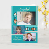 Happy Birthday Grandad turquoise foto Kaart (Gele Bloem)