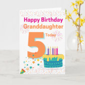 Happy Birthday Granddochter - 5 Today Kaart (Gele Bloem)