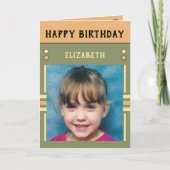 Happy Birthday Granddochter naam foto groen Kaart (Voorkant)