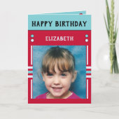 Happy Birthday Granddochter naam foto rood Kaart (Voorkant)