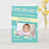 Happy Birthday Granddochter turkooise foto Kaart (Gele Bloem)