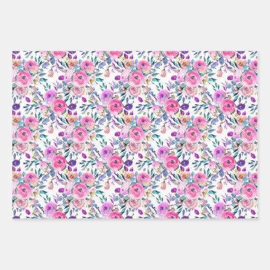 Happy Birthday Grandma Floral Inpakpapier Vel (Voorkant 3)