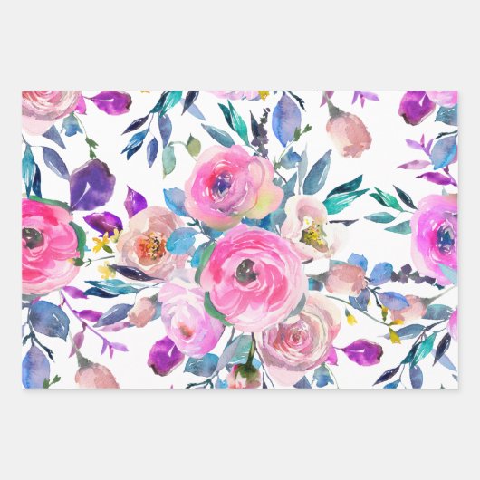 Happy Birthday Grandma Floral Inpakpapier Vel (Voorkant 2)