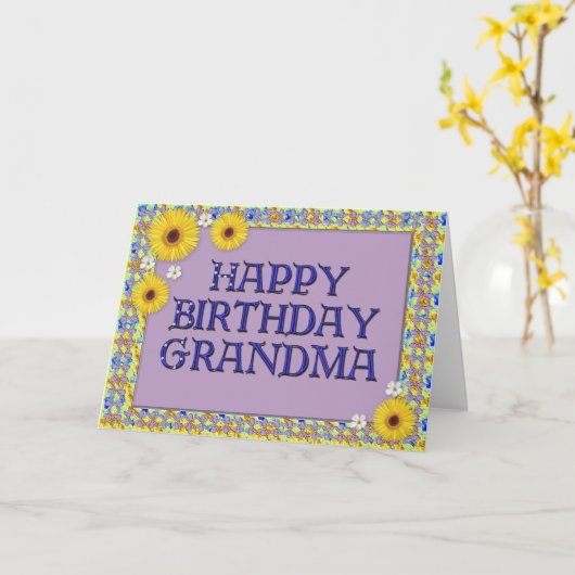 Happy Birthday Grandma Kaart (Gele Bloem)