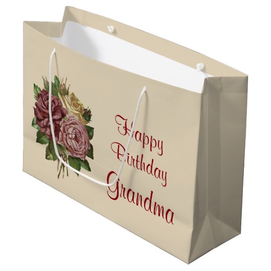 Happy Birthday Grandma Large Cadeautasje (Voorkant Gekanteld)