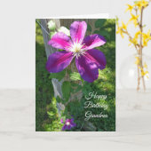 Happy Birthday Grandma Paarse Flower Clematis Kaart (Gele Bloem)