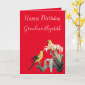 Happy Birthday Grandma Parrots Kaart (Gele Bloem)