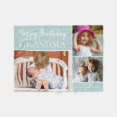 Happy Birthday Grandma Photo Collage Aqua Fleece Deken (Voorkant (Horizontaal))