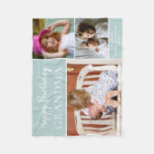 Happy Birthday Grandma Photo Collage Aqua Fleece Deken (Voorkant)