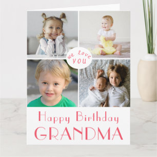 Happy Birthday Grandma Photo Collage LARGE Kaart